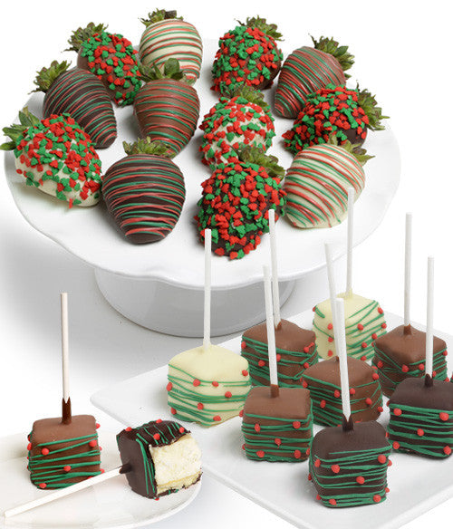 Holiday Chocolate Strawberries & Mini-Cheesecakes - 22pc - Chocolate Covered Company®