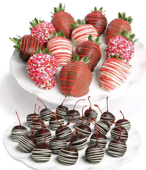 Valentine's Day Belgian Chocolate Strawberries & Cherries - 36pc - Chocolate Covered Company®