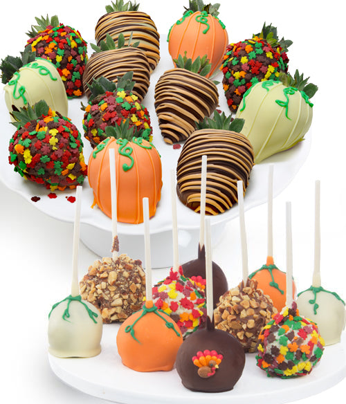 Thanksgiving Chocolate Strawberries & Cake Pops - 22pc - Chocolate Covered Company®