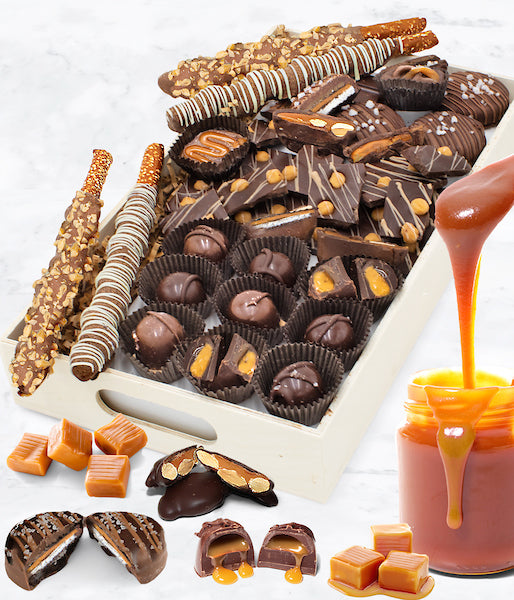 Everything Caramel - Belgian Chocolate Snack Box Gift Basket Tray - Chocolate Covered Company®