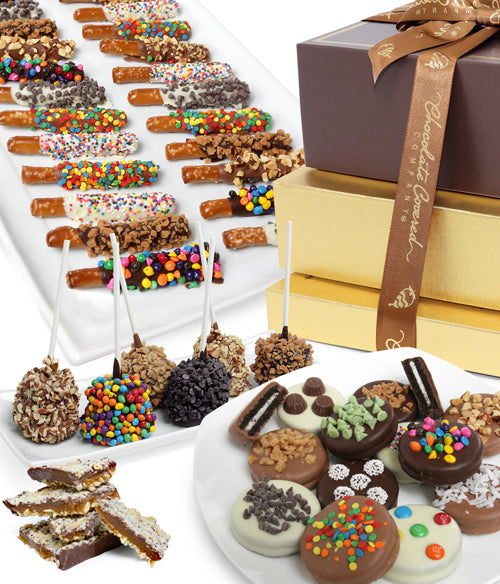 DELUXE GOURMET Belgian Chocolate Covered Gift Tower - Chocolate Covered Company®