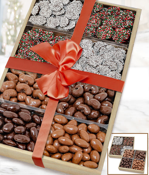 Holiday Belgian Chocolate Covered Nut & Nonpareils Gift Tray Set - Chocolate Covered Company®