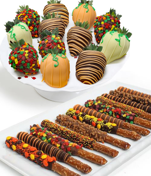 Fall Chocolate Covered Strawberries & Pretzels - 24pc - Chocolate Covered Company®