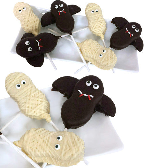 Bats & Mummies Halloween Cookie Pops - 6pc - Chocolate Covered Company®