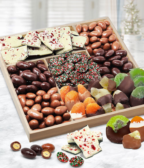Holiday Spectacular Belgian Chocolate Covered Dried Fruit and Nut Gift Tray - Chocolate Covered Company®