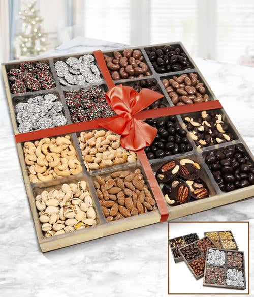 Supreme Holiday Belgian Chocolate, Nut and Snacks - Set of 4 Trays - Chocolate Covered Company®