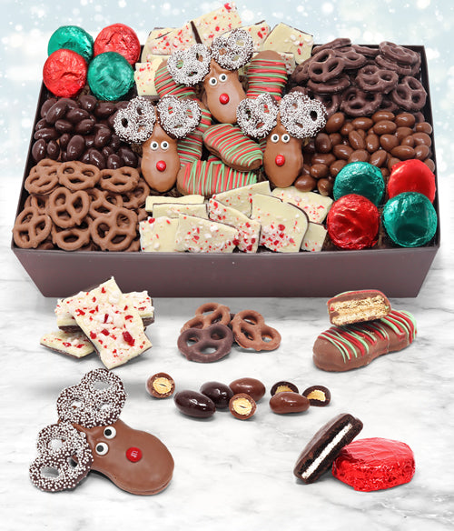 Holiday Favorite Belgian Chocolate Snack Gift Basket Tray - Chocolate Covered Company®