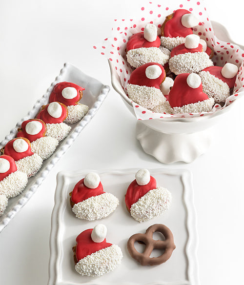 Santa Hat Holiday Chocolate Covered Mini Pretzels - 24pc - Chocolate Covered Company®