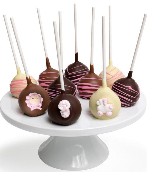 Baby Girl Chocolate Dipped Cake Pops - 10pc - Chocolate Covered Company®