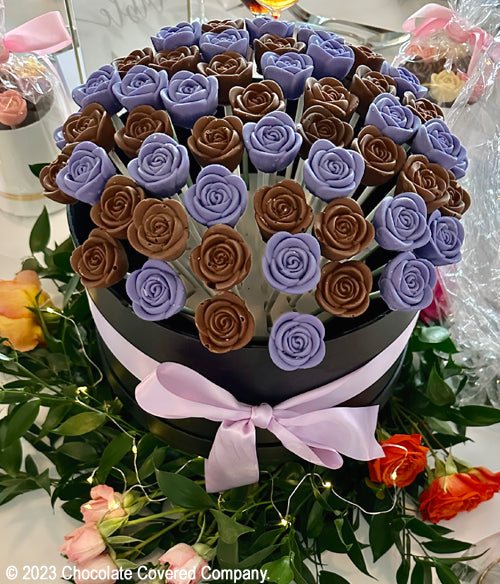 Chocolate Vip Roses Choco-Petals™ - Chocolate Roses - Lavender Elegance | Chocolate Covered ...