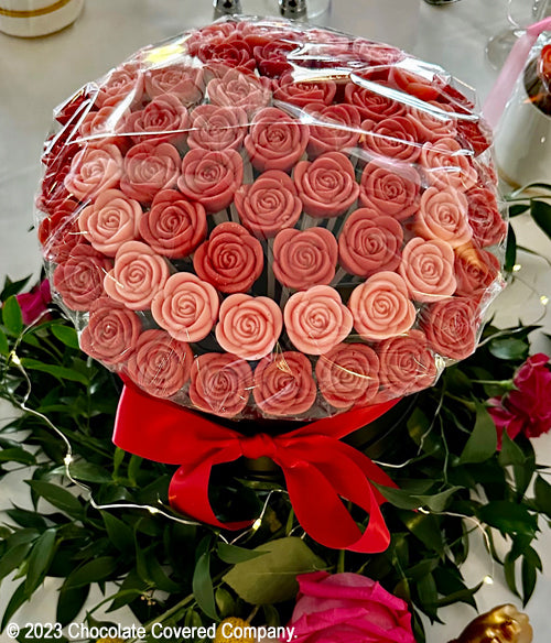 Candy Dipped Roses Choco-Petals™ - Red and Pink Spiral Chocolate Roses– Chocolate Covered ...