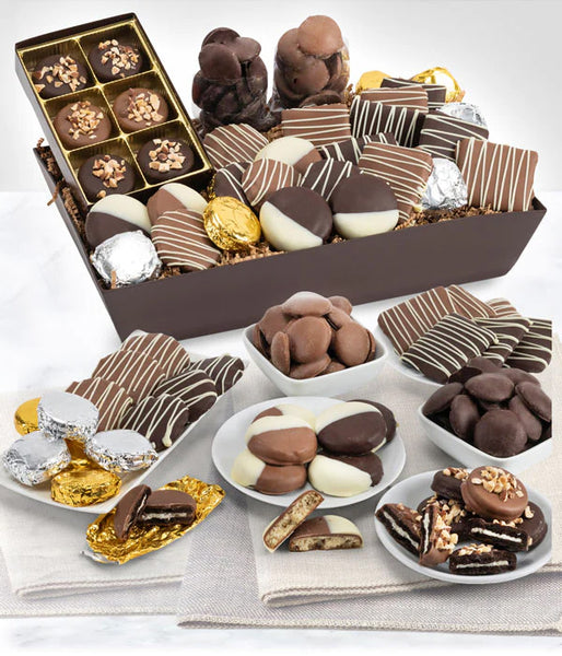Belgian Chocolate Covered Cookie Gift Basket Tray