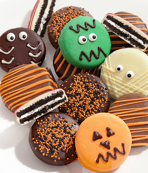 Halloween Spooky Decorated Belgian Chocolate-Dipped Sandwich Cookies Gift - 12pc - Chocolate Covered Company®