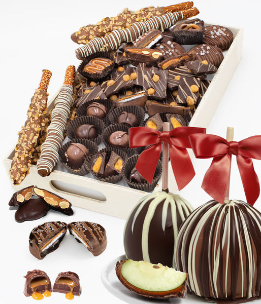 Everything Caramel with Fruit - Apples & Belgian Chocolate Snack Box Gift Basket Tray - Chocolate Covered Company®