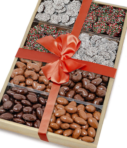 Holiday Belgian Chocolate Covered Nut & Nonpareils Gift Tray Set - Chocolate Covered Company®