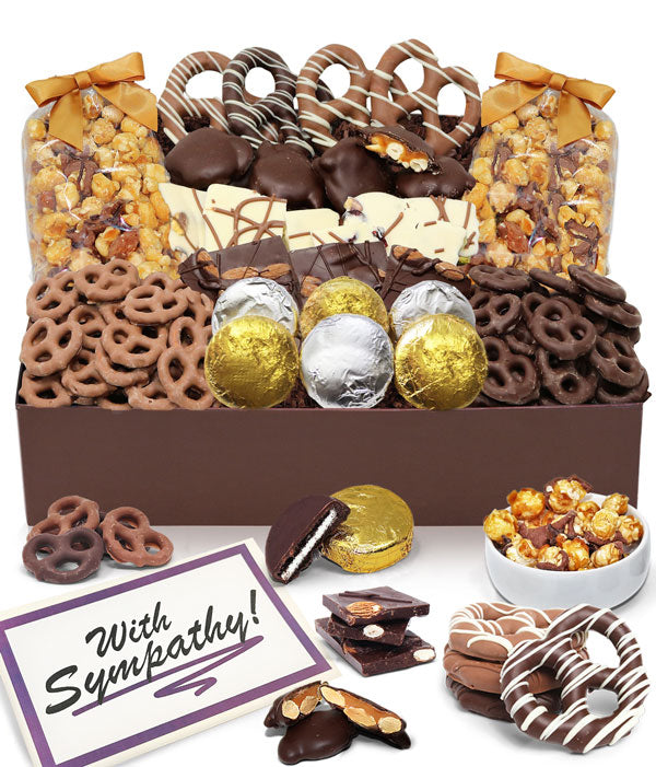 WITH SYMPATHY - Sensational Belgian Chocolate Snack Gift Box Basket Tray - Chocolate Covered Company®