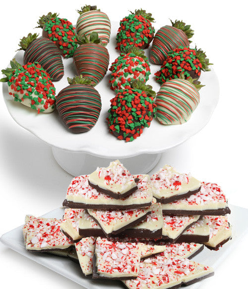 Holiday Chocolate Strawberries & Belgian Peppermint Bark - Chocolate Covered Company®