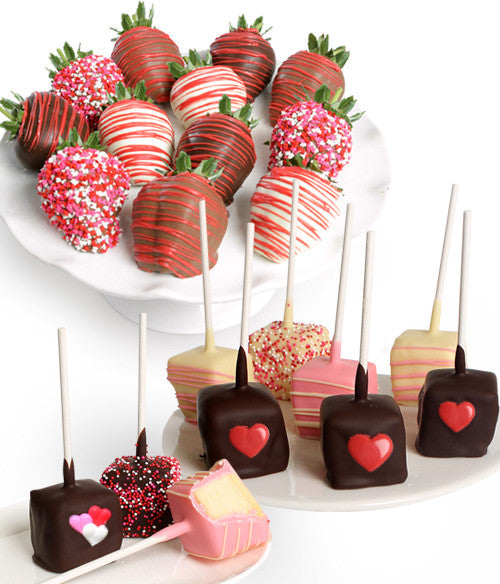 Valentine's Day Belgian Chocolate Strawberries & Cheesecake Pops - 22pc - Chocolate Covered Company®