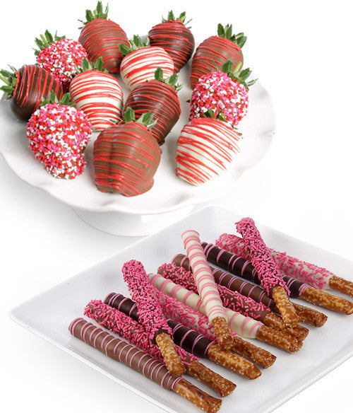 Valentine's Day Belgian Chocolate Covered Strawberries & Pretzels - Chocolate Covered Company®
