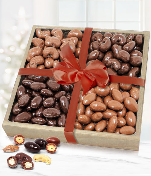 Belgian Chocolate Covered Nut Gift Tray - Almonds & Cashews - Chocolate Covered Company®
