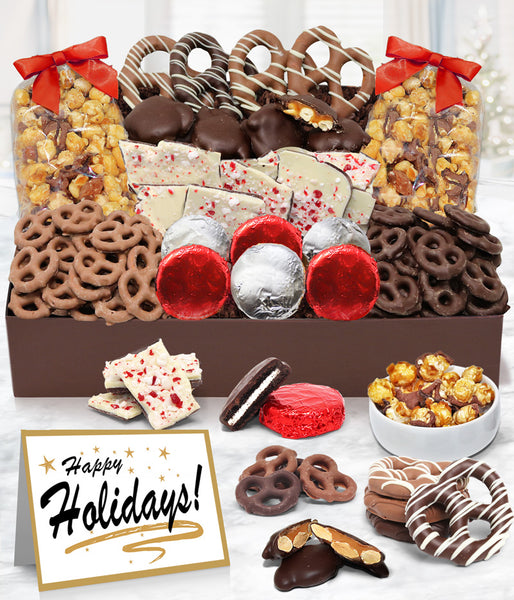 Holiday Sensational Belgian Chocolate Snack Box Gift Basket Tray - Chocolate Covered Company®