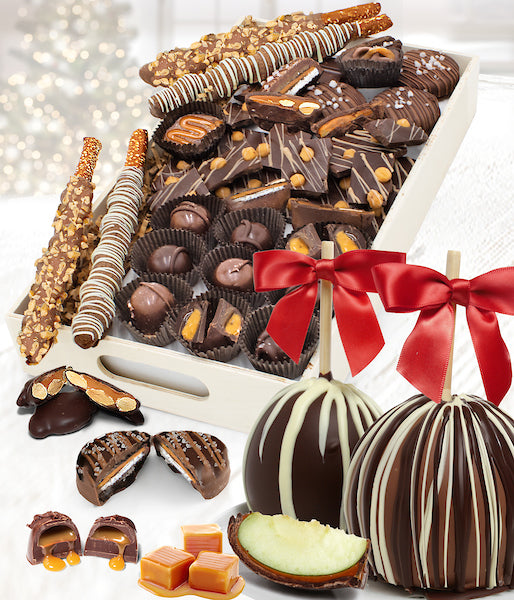 Everything Caramel with Fruit - Apples & Belgian Chocolate Snack Box Gift Basket Tray - Chocolate Covered Company®
