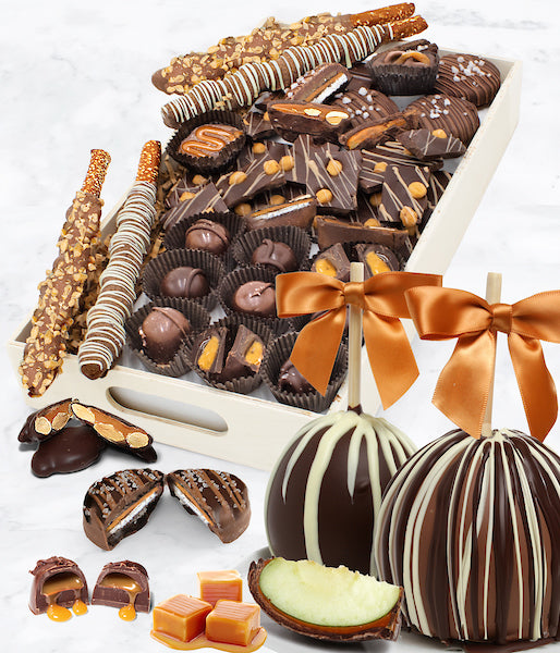 Everything Caramel with Fruit - Apples & Belgian Chocolate Snack Box Gift Basket Tray - Chocolate Covered Company®