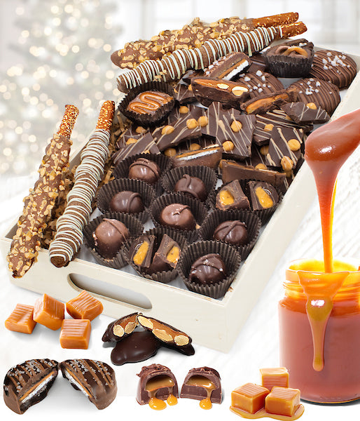 Everything Caramel - Belgian Chocolate Snack Box Gift Basket Tray - Chocolate Covered Company®
