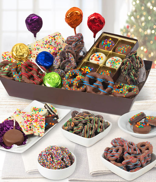 Celebration Belgian Chocolate Covered Gift Basket Tray - Chocolate Covered Company®
