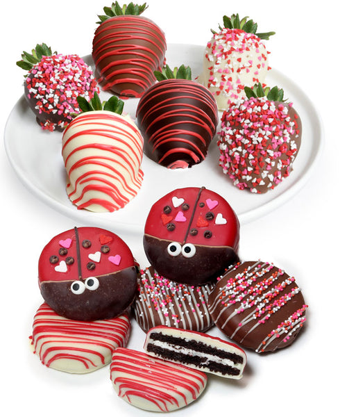Valentine's Day Belgian Chocolate Covered Strawberries & Cutie Bug OREO® Cookies - 12pc - Chocolate Covered Company®
