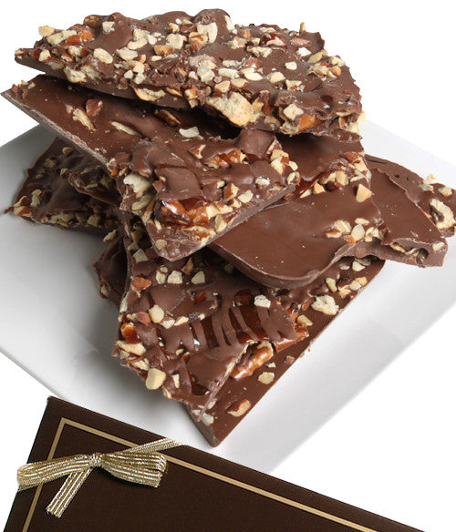 Milk Belgian Chocolate Caramel, Almond & Pretzel Pieces Bark - Chocolate Covered Company®