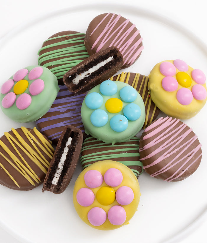 Flower Decorated Belgian Chocolate-Dipped Sandwich Cookies Gift - 12pc - Chocolate Covered Company®