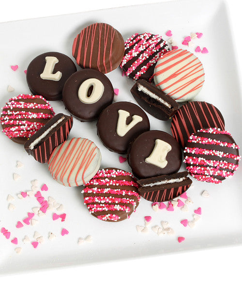 LOVE - Decorated Belgian Chocolate-Dipped Sandwich Cookies Gift - Chocolate Covered Company®