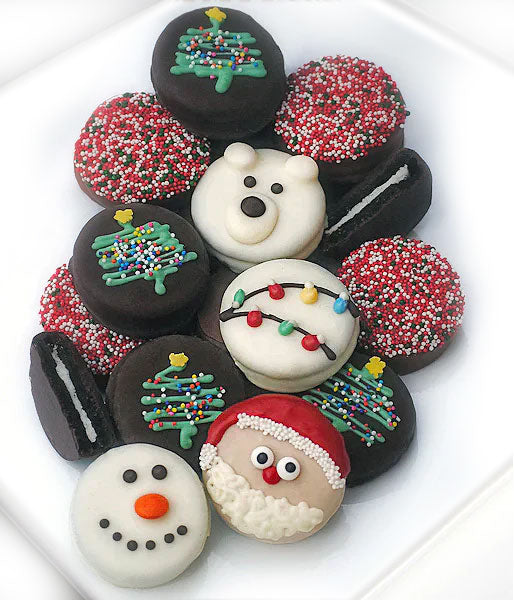 Christmas Fun Decorated Belgian Chocolate Covered Sandwich Cookies Gift - 12pc - Chocolate Covered Company®