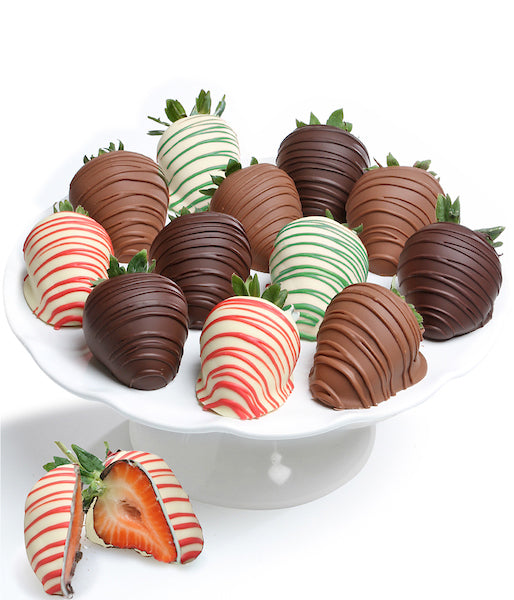 Elegant Drizzled - Christmas Belgian Chocolate Covered Strawberries - Chocolate Covered Company®