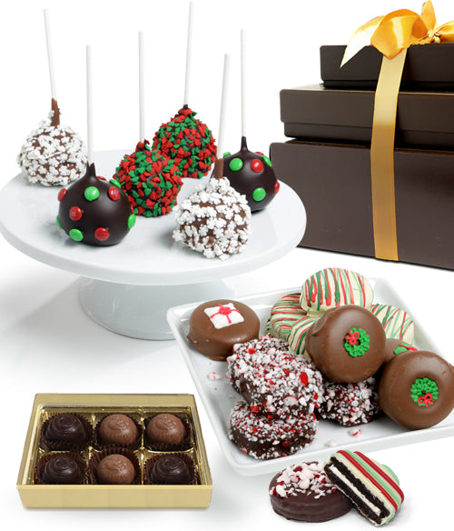 FANCY HOLIDAY Chocolate Covered Gourmet Gift Tower - Chocolate Covered Company®
