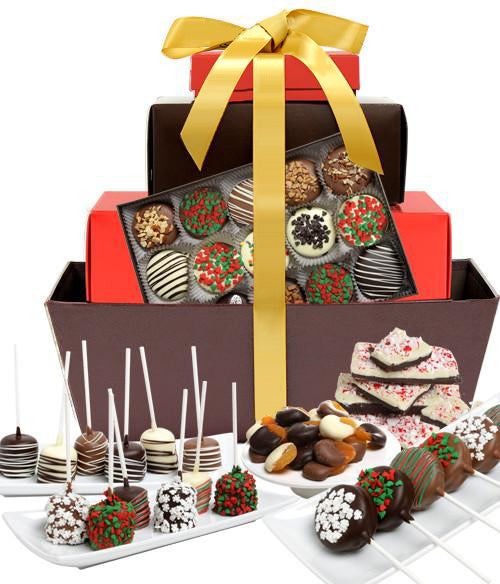 DELUXE HOLIDAY Belgian Chocolate Covered Gourmet Gift Basket - Chocolate Covered Company®