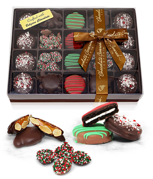 Holiday Belgian Chocolate Covered OREO® Cookies, Almond Clusters, and Nonpareils Gift Box - 21pc - Chocolate Covered Company®