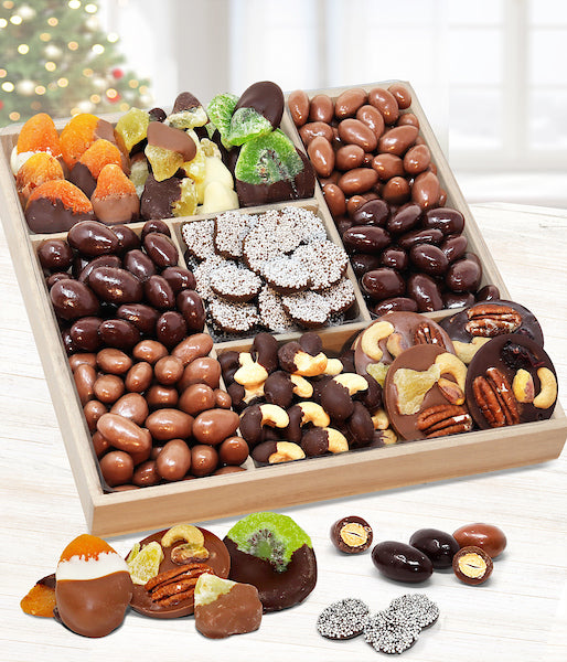 Spectacular Belgian Chocolate Covered Dried Fruit and Nut Gift Tray - Chocolate Covered Company®