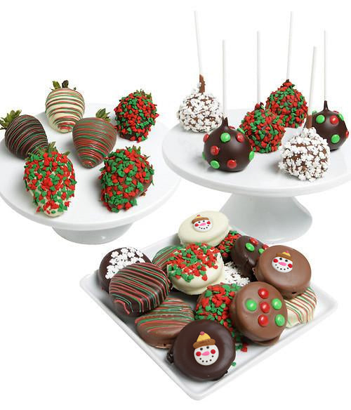 Holiday Gourmet Trio - Cookies, Strawberries & Cake Pops - 24pc - Chocolate Covered Company®