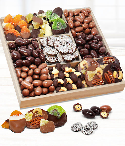 Spectacular Belgian Chocolate Covered Dried Fruit and Nut Gift Tray - Chocolate Covered Company®