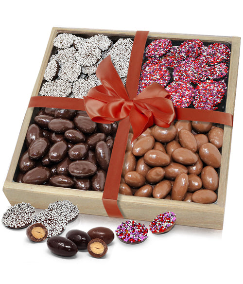 Loving Chocolate Covered Almonds & Nonpareils Gift Tray - Chocolate Covered Company®