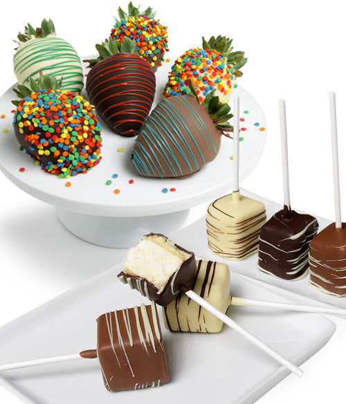 Birthday Chocolate Strawberries & Cheesecakes Pops - Chocolate Covered Company®