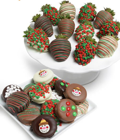 Holiday Chocolate Covered Strawberries & Cookies - 24pc - Chocolate Covered Company®