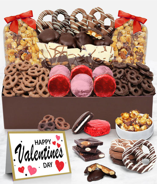 Valentine's Day Sensational Belgian Chocolate Snack Gift Box Basket Tray - Chocolate Covered Company®