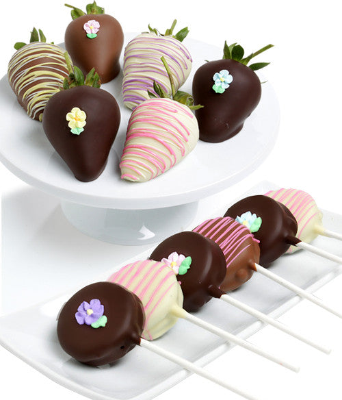 Spring Cookie Pops & Chocolate Strawberries - 12pc - Chocolate Covered Company®