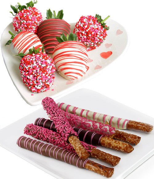 Valentine's Day Belgian Chocolate Covered Strawberries & Pretzels - Chocolate Covered Company®