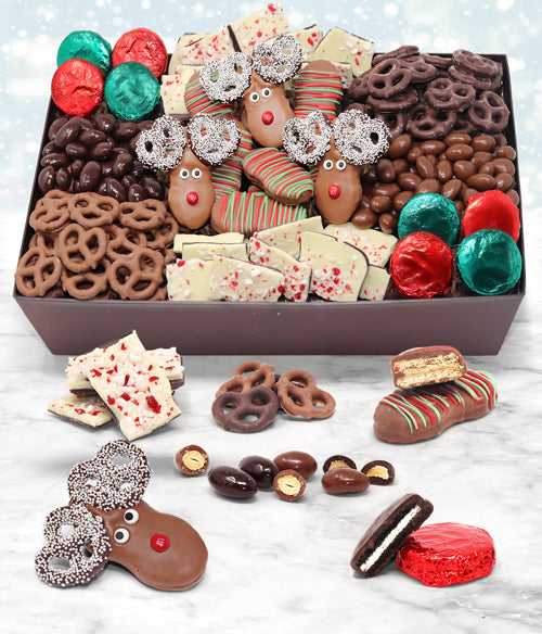 Holiday Favorite Belgian Chocolate Snack Gift Basket Tray - Chocolate Covered Company®