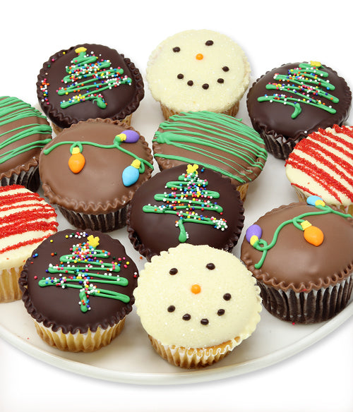 Christmas Belgian Chocolate Covered Cupcakes - 12pc - Chocolate Covered Company®