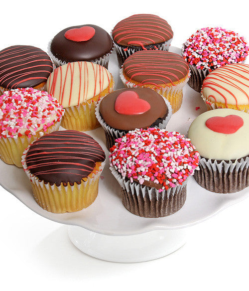 Valentine's Day Belgian Chocolate Covered Cupcakes - 12pc - Chocolate Covered Company®